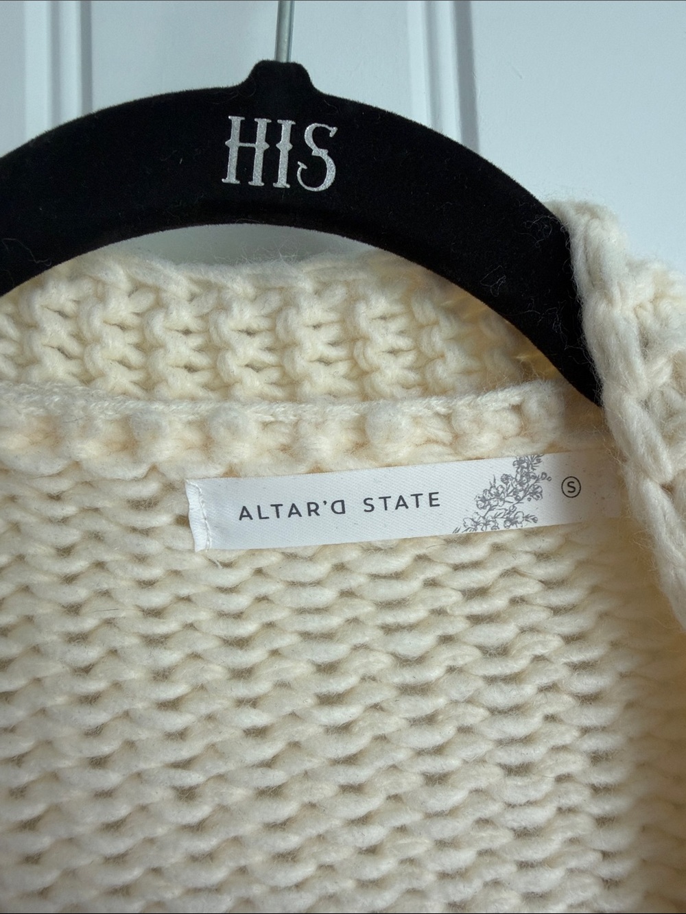 Altar’d State Cream Knit Cardigan with Pink Bow Accents - Picture 2 of 4